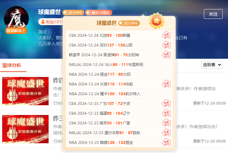 圣诞大战上演质量颇高！前瞻大咖心水方案持续输出！