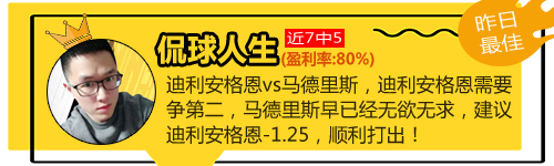 18日推荐汇总：侃球人生临场近7中5 战数大师红单重启