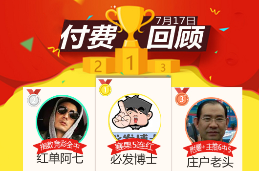 17日推荐汇总：渣叔解球6连胜 必发博士近5场胜率100%