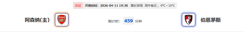 阿森纳冲冠关键战:赖斯对伯恩茅斯直接参与7粒进球
