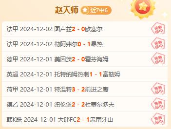葡超重點情報【趙天師威武7勝6，速點關(guān)注！】