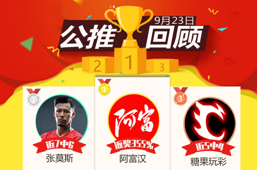 红人榜：渣叔单场返奖率366% 穆大叔篮球公推4连胜