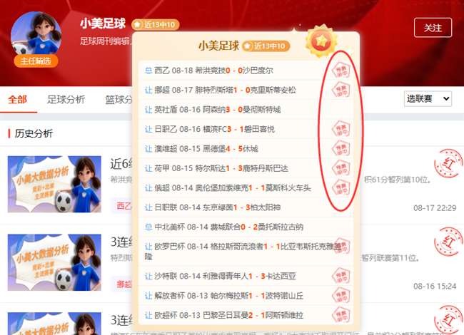 状态很好10红8！东南锦小美精研透彻