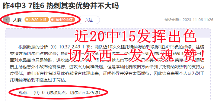 喜报：流水推球近20胜13水准发挥