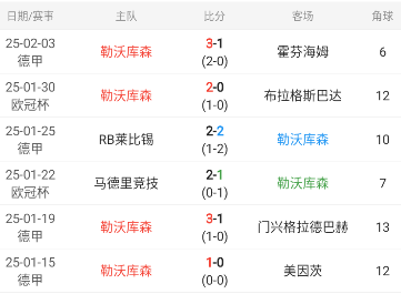 德国杯精选情报：勒沃库森主场强悍