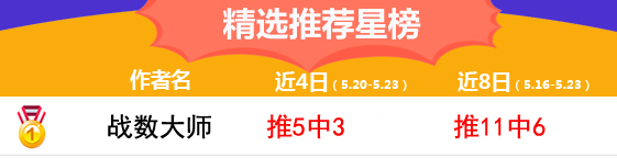 23日推荐汇总：流水14中12状态正佳 狙击手再迎连红