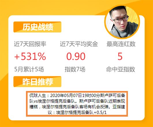7日推荐汇总：侃球7天回报率531% 红牛哥近8中7