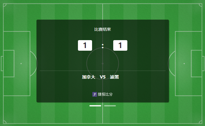 拉林替补121秒闪电扳平 加拿大1-1波黑